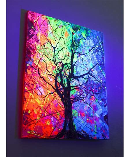 Neon Art Abstract Painting on Canvas Modern Wall Art UV Glow in the ...