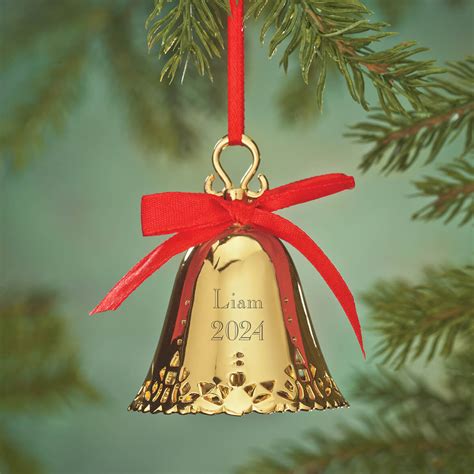 Gold Personalized Jingle Bell Christmas Ornaments