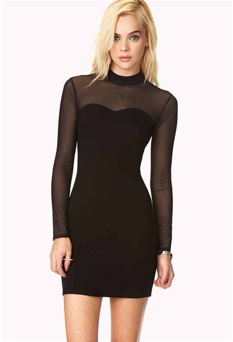 Lyst - Forever 21 Posh High-neck Dress in Black