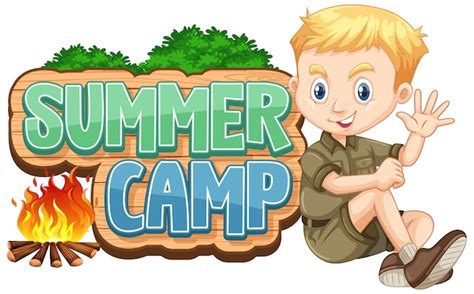 Free Vector | Font design for summer camp with cute kid at park