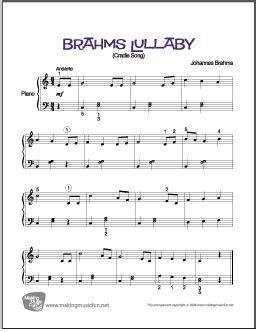 Brahms' Lullaby | Easy Piano Sheet Music (Digital Print)