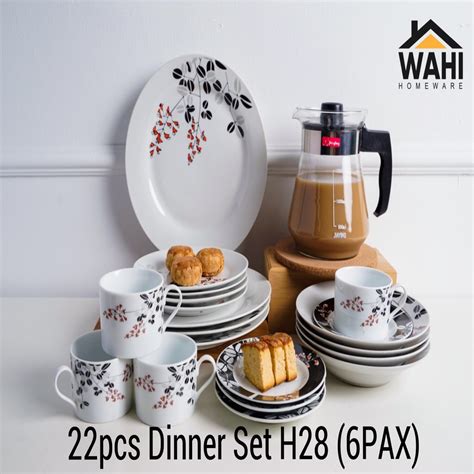 [Wahi Homeware] 22pcs Dinner Set H28 (4PAX) | Shopee Malaysia