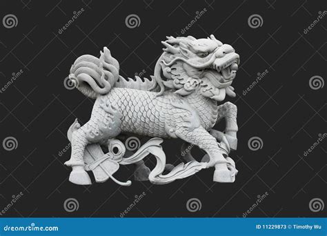 Chinese Unicorn Isolated In Black Stock Image - Image of asia, qilin ...