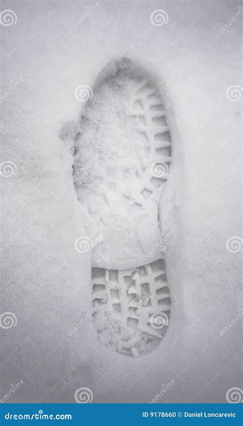 Shoe Print In Snow stock photo. Image of shallow, detail - 9178660