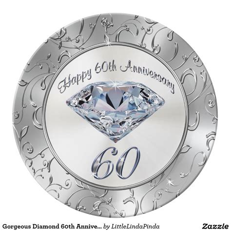 Gorgeous Diamond 60th Anniversary Plates | Zazzle | 60th wedding ...