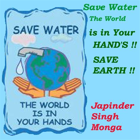 Earth Awareness: Save Water....!! The World Is Your Hand's Save Earth....!!