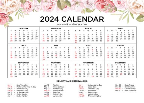 Floral Calendar 2024 - Audry Caralie