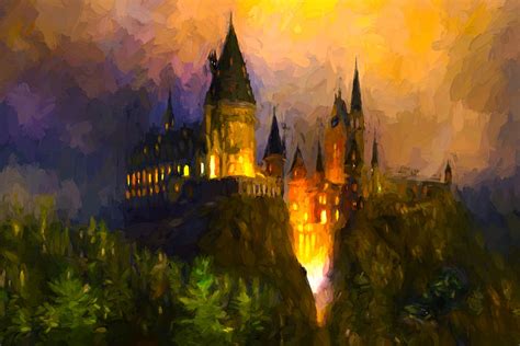 Hogwarts Castle At Night Painting by Theo Westlake