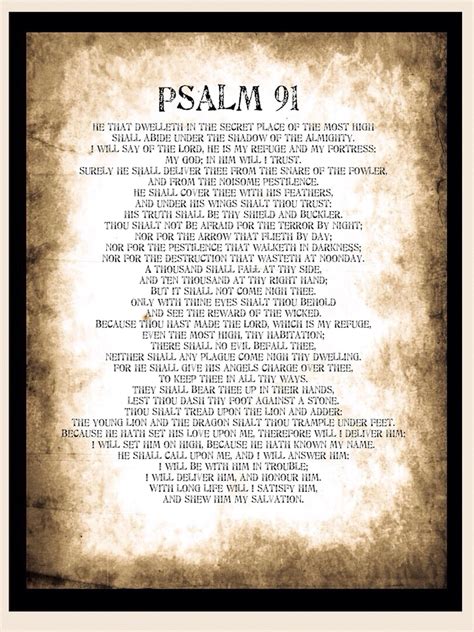 Psalms 91 Poster. Large Print Psalm 91 KJV. Huge A0 Bible Full | Etsy