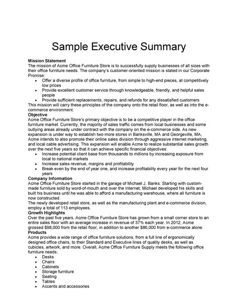 Executive Summary Report Template