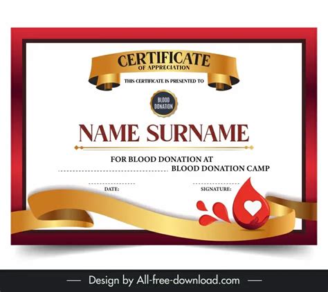 Blood donation certificate template luxury 3d Vectors graphic art ...