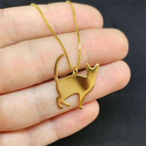 Cat necklace personalized cat necklace gold engraved cat | Etsy