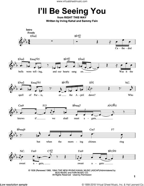 I'll Be Seeing You sheet music for voice solo (PDF)