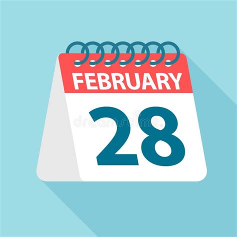 February 28 - Calendar Icon. Vector Illustration of One Day of Month ...