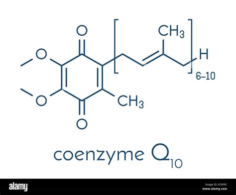 Coenzyme Q10 (ubiquinone, ubidecarenone, CoQ10) molecule, chemical ...