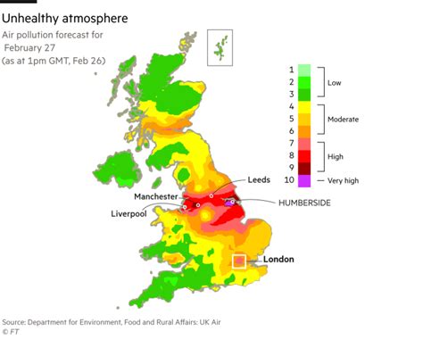 UK warns of severe air pollution across country this week