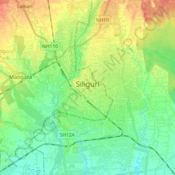 Siliguri topographic map, elevation, terrain