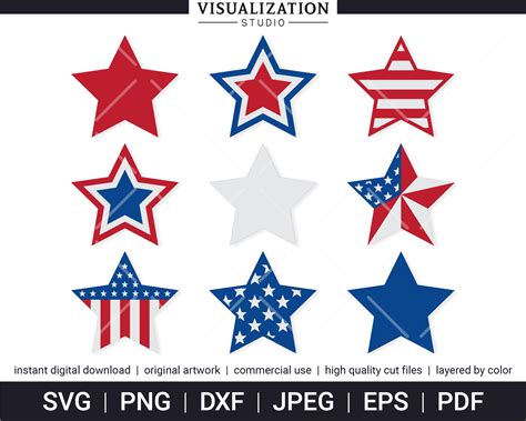 Patriotic Stars Vector Clipart Set INSTANT DIGITAL - Etsy