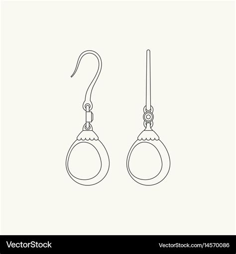 Earrings line drawing Royalty Free Vector Image