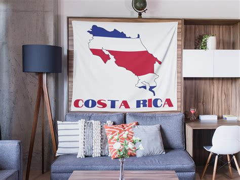 Costa Rican Flag Map of Costa Rica Wall Tapestry, Costa Rican Decor ...