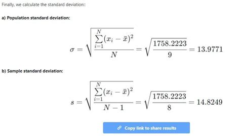 Standard Deviation Calculator Online (Step by step) 🥇