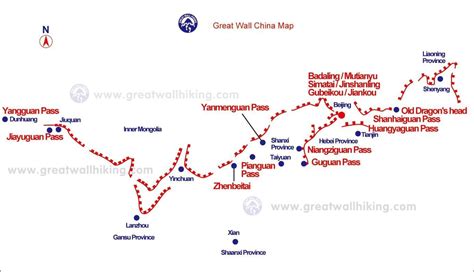 Maps for popular sections of the Great Wall of China.