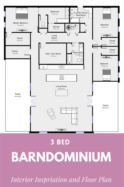 30+ Stunning 3 Bedroom Barndominium Floor Plans | Barndominium floor ...