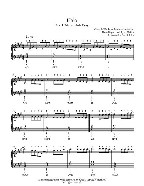 Halo by Beyoncé Knowles Piano Sheet Music | Intermediate Level | Piano ...