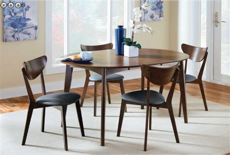 Modern extendable dark walnut finish round dining table - Contemporary ...