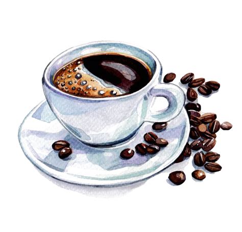 Coffee Cup Latte Watercolor Cafe Painting Transparent HQ PNG Download ...