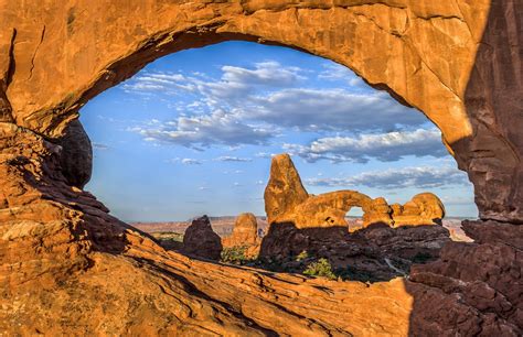 Sunrise, Turret Arch through North Window, Arches National Park: a ...