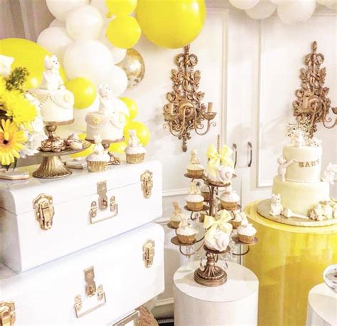 Glam Yellow and White Teddy Bear Baby Shower – Baby Shower Ideas 4U