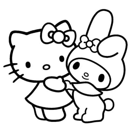 Hello Kitty with My Melody coloring page - Download, Print or Color ...