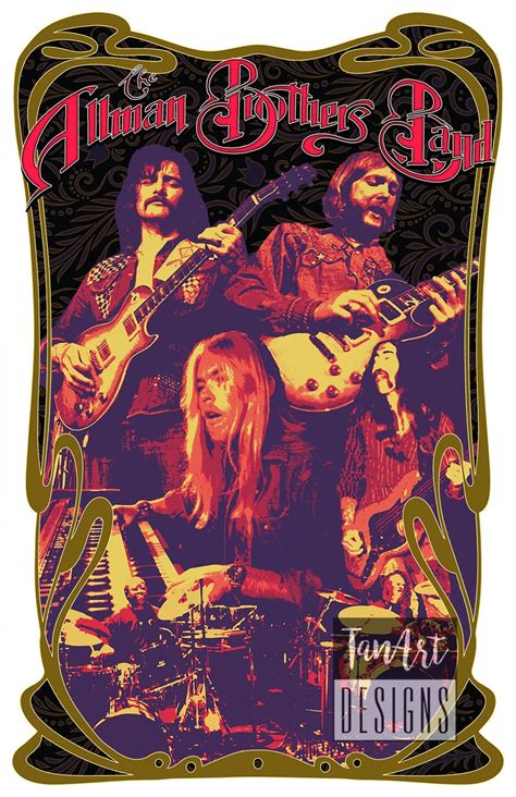 Allman Brothers Band Illustration Poster Allman Brothers Band Vintage ...