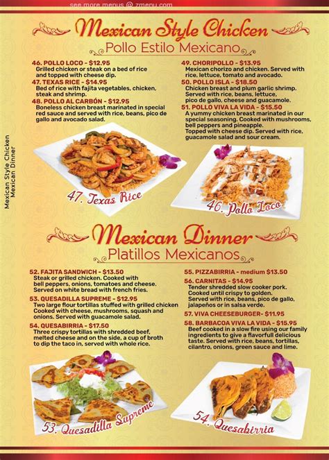 Online Menu of Viva La Vida Mexican Cuisine Opelika Restaurant, Opelika ...