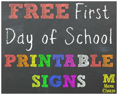 FREE Back to School Printable Chalkboard Signs for First Day of School ...