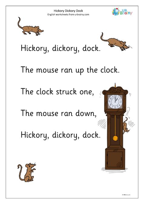 Hickory Dickory Dock Nursery Rhyme Lyrics