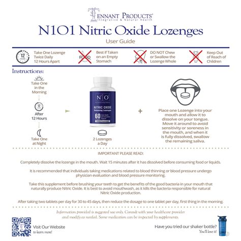 N1O1 Nitric Oxide Lozenge | Dr. Tennant's Nutraceuticals for Heart ...