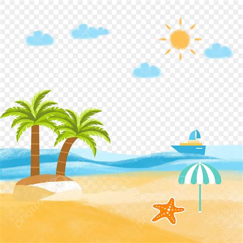 Summer Beach Scene Clipart Vector, Summer Beach Cartoon Beach, Beach ...