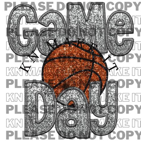 Game Day Basketball, Faux Embroidery Sequins Glitter Png, Basketball ...