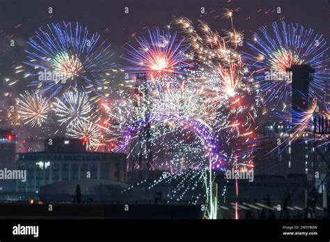 01 January 2023. London, UK. Fireworks light up the London skyline ...