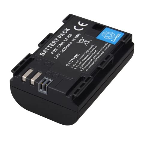 2650mAh 7.2V LP E6 Replacement Camera Battery For Canon EOS 5D Mark II ...