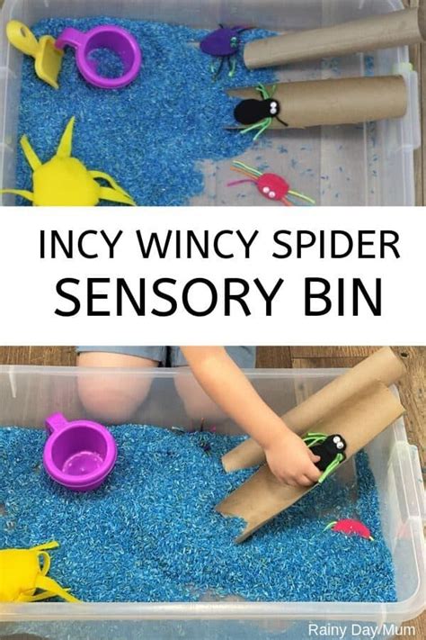 Simple Incy Wincy Spider Nursery Rhyme Themed Sensory Bin