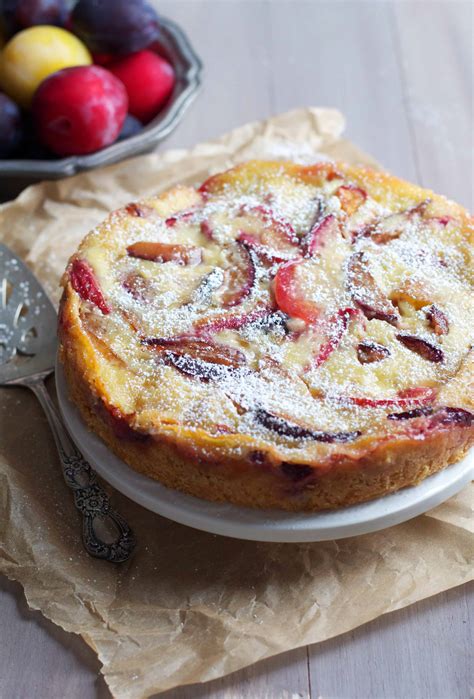 Spiced Plum Custard Cake - The Baker Chick