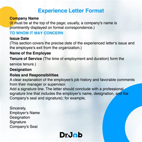 Experience Letter Format (+Tips & Free Word Templates)|Drjobpro.com ...