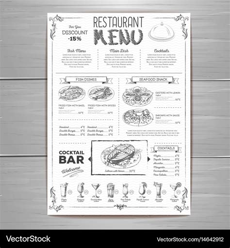 Hand drawing restaurant menu design Royalty Free Vector