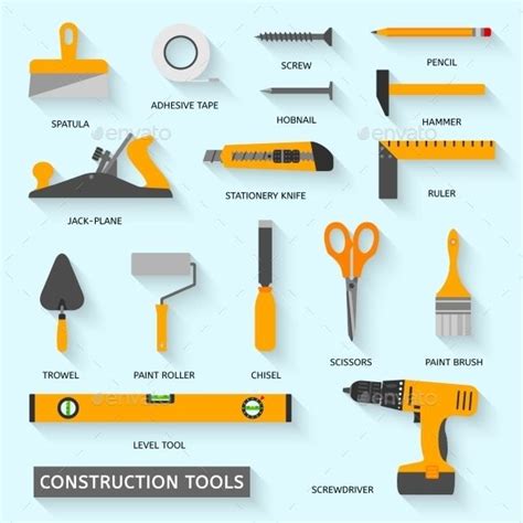 construction tools are arranged on a blue background - miscellaneous ...