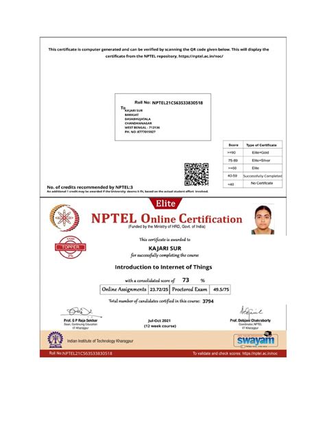 NPTEL Certificate | PDF