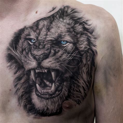 Lion Tattoo • Lion Chest Tattoo • Lion Tattoo Men • Lion Tattoo Design ...