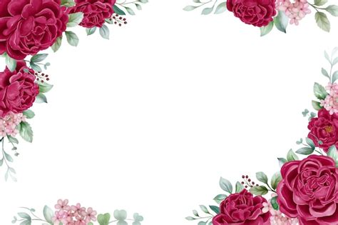 Free Vector | Peonies Maroon floral frame wedding invitation flower ...